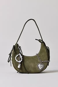 Silence + Noise Laced Suede Crescent Bag