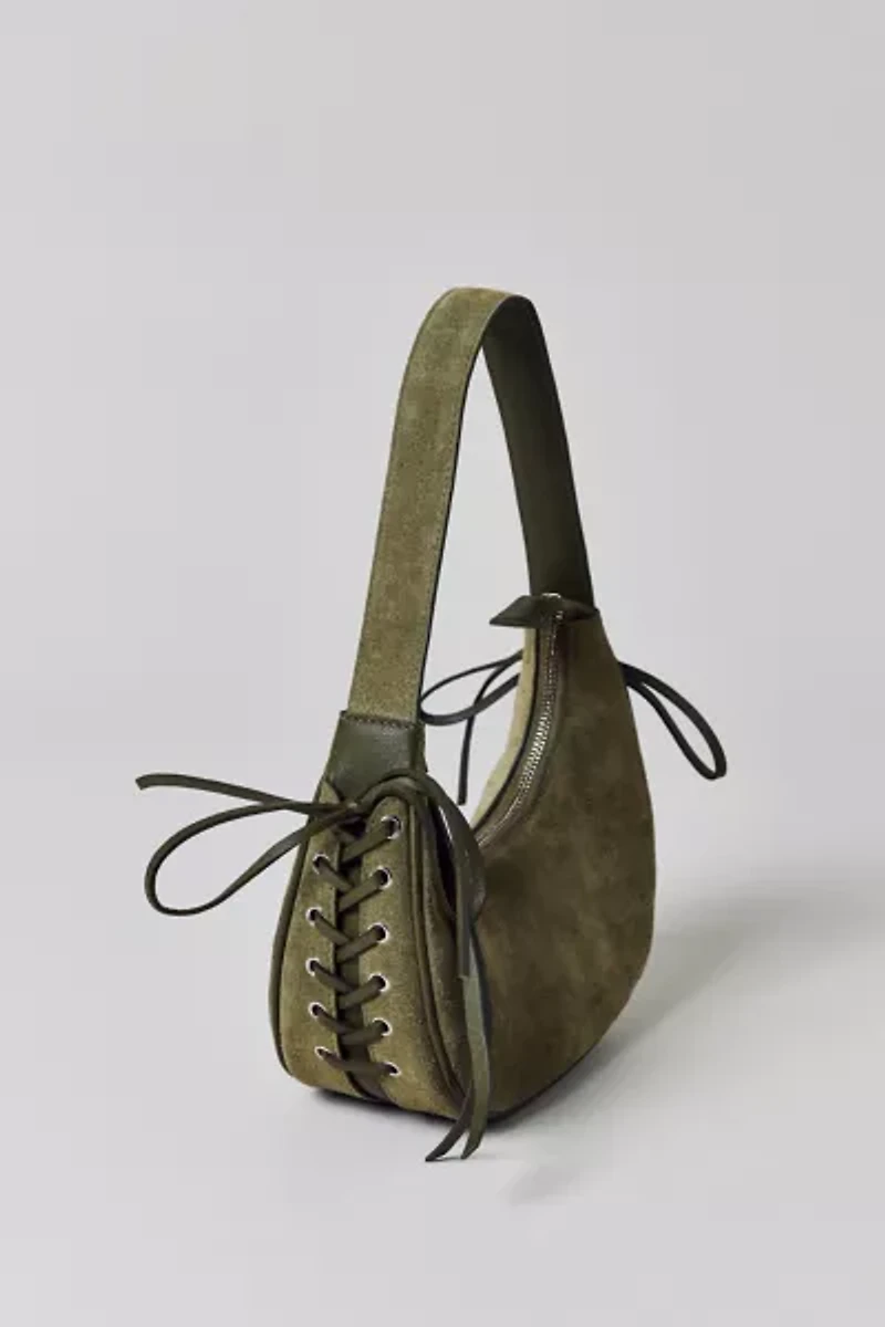 Silence + Noise Laced Suede Crescent Bag