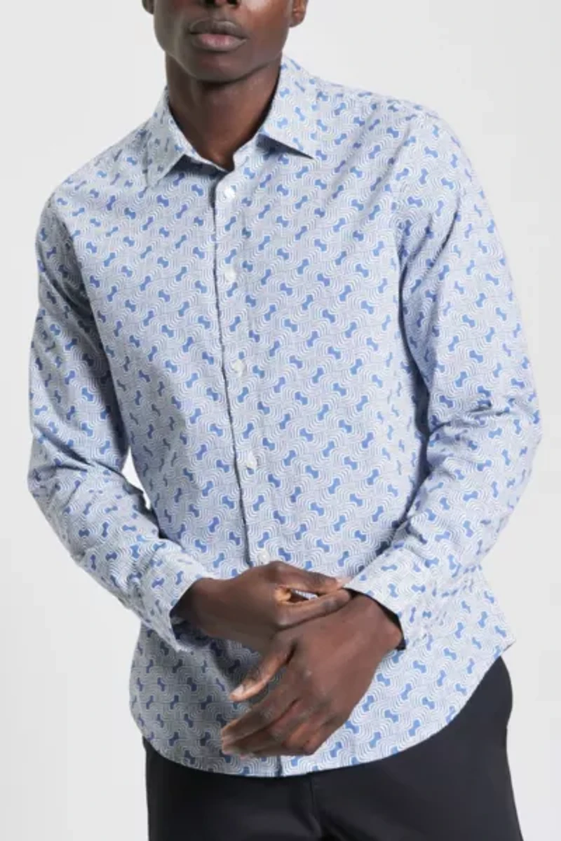 Ben Sherman Linear Print Button Down Shirt