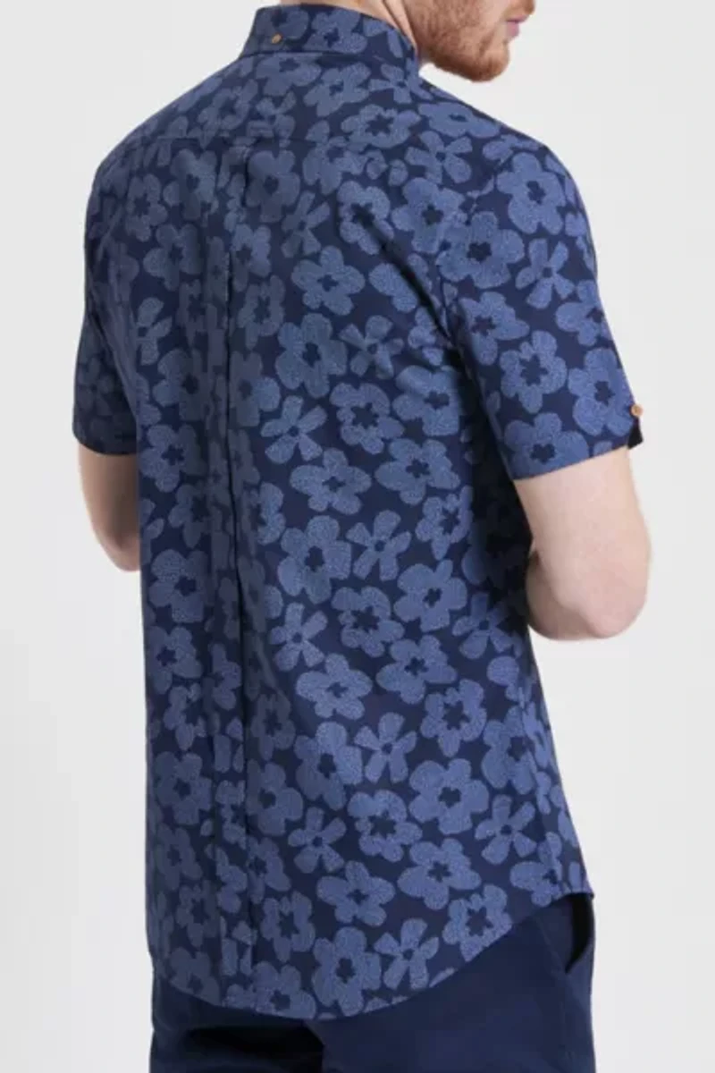 Ben Sherman Stipple Floral Print Short Sleeve Button-Down Shirt