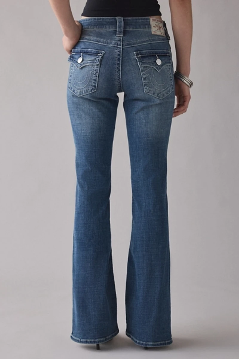 True Religion Becca Side-Slit Flap Low-Rise Bootcut Jean