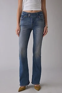 True Religion Joey Radiant Pearl Low-Rise Flap Flare Jean