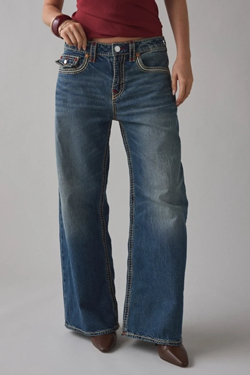True Religion Jessie Petal Bloom Super T Flap Mid-Rise Baggy Jean