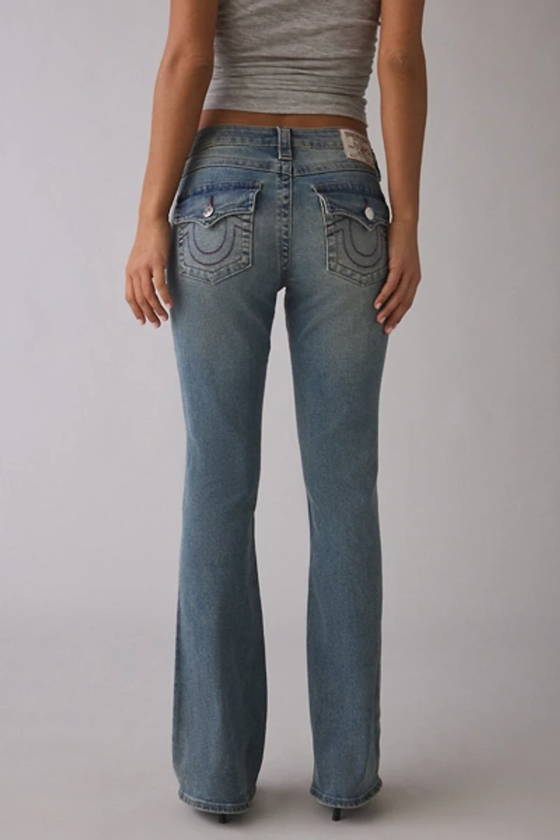 True Religion Becca Ice Veil Low-Rise Flap Bootcut Jean