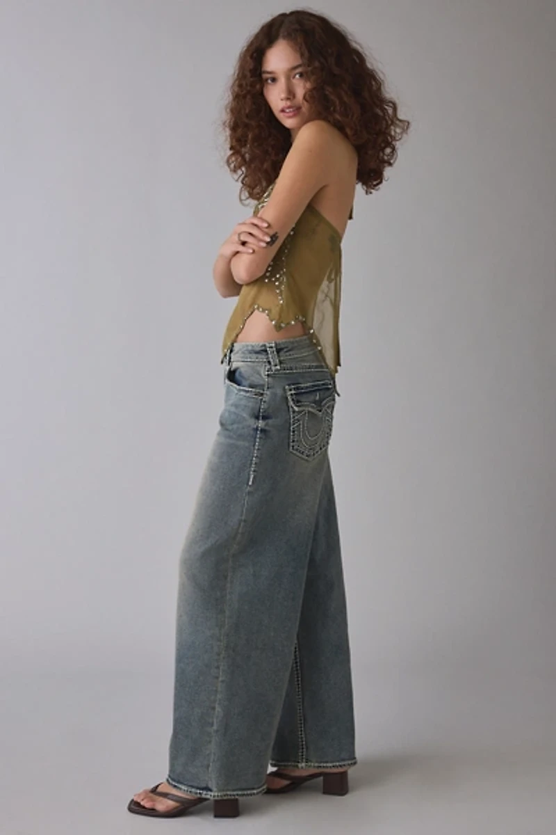 True Religion Jessie Ice Veil Big T Flap Super Baggy Jean