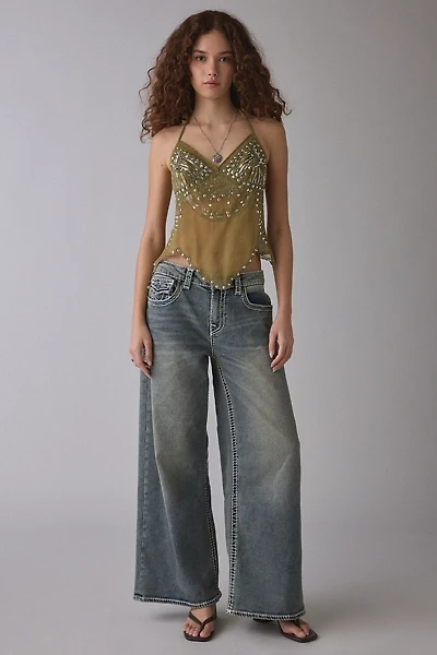 True Religion Jessie Ice Veil Big T Flap Super Baggy Jean