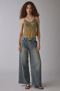True Religion Jessie Ice Veil Big T Flap Super Baggy Jean