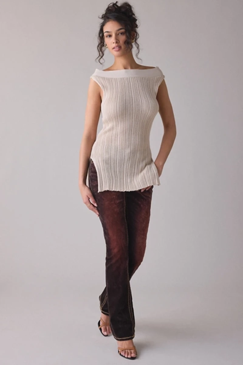 True Religion Billie Flocked Velvet Super T Straight Jean