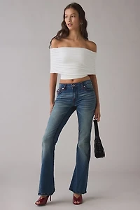 True Religion Joey Aqua Drift Super T Low-Rise Flare Jean