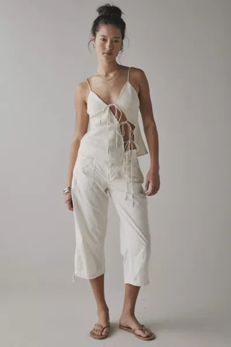 Lioness Mariah Linen-Blend Asymmetric Tie-Front Cami