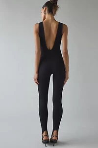 AFRM Beloit Noir Catsuit Plunging Low-Back