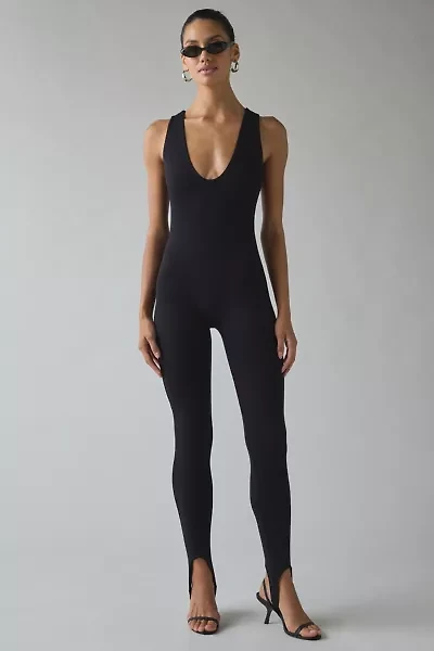 AFRM Beloit Noir Catsuit Plunging Low-Back