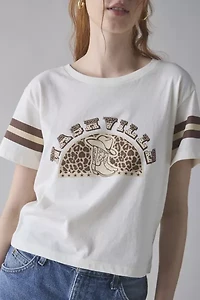 Nashville Cowboy Boots Leopard Print Graphic Cropped Tee