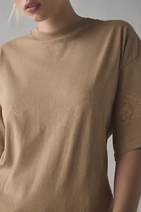 Horseshoe Flowers Graphic Oversized T-Shirt Dress