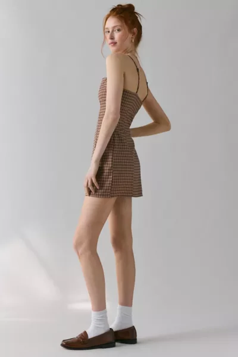 UO Kaelli Plaid Square Neck Cami Mini Dress