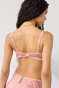 For Love & Lemons Juliet Lace Trim Satin Jacquard Triangle Bralette