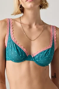 Mucci Emilia Lace Trim Swiss Dot Mesh Underwire Bra