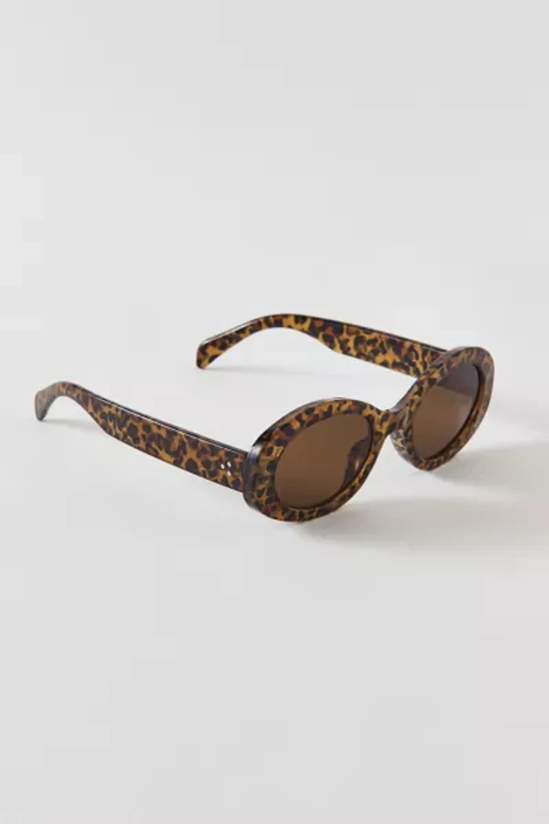 Mia Leopard Oval Sunglasses