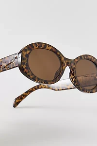 Mia Leopard Oval Sunglasses