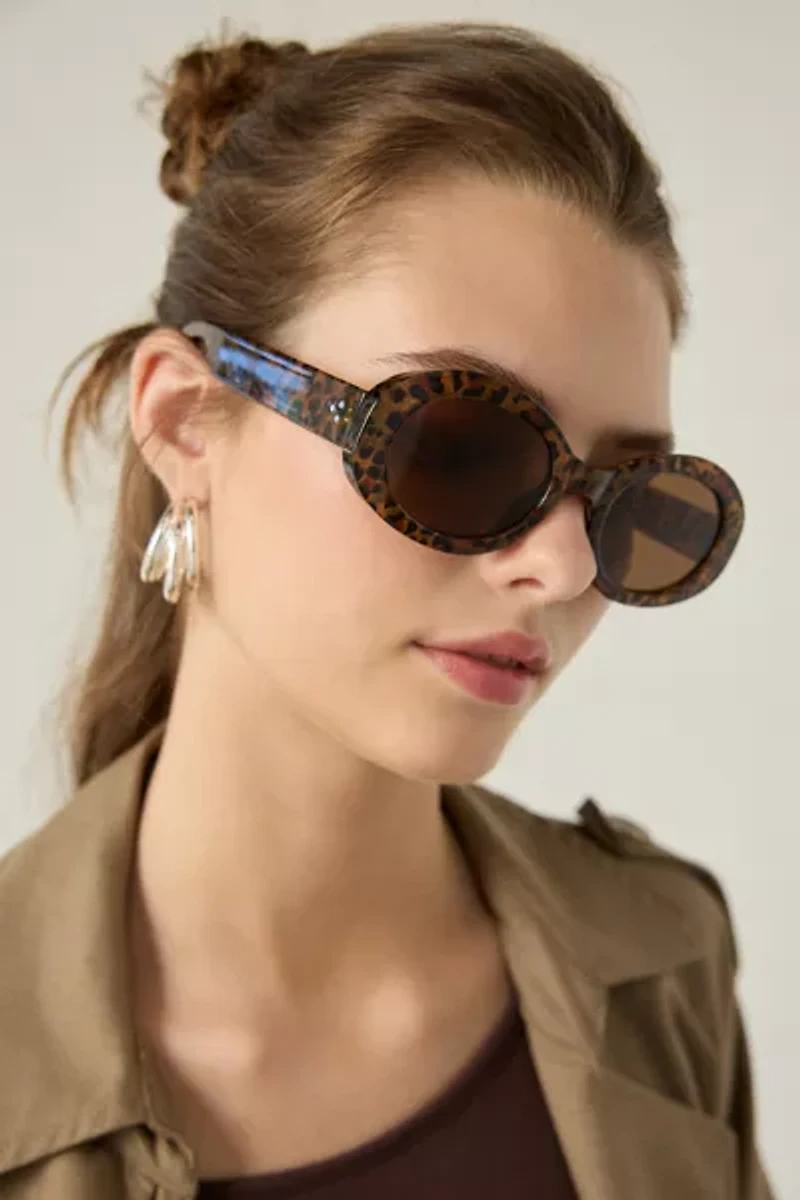 Mia Leopard Oval Sunglasses