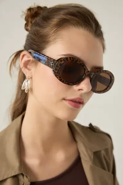 Mia Leopard Oval Sunglasses