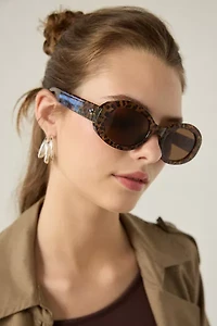 Mia Leopard Oval Sunglasses