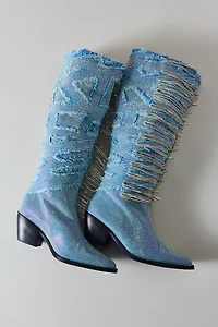 Azalea Wang Domingo Rhinestone Denim Cowboy Boot