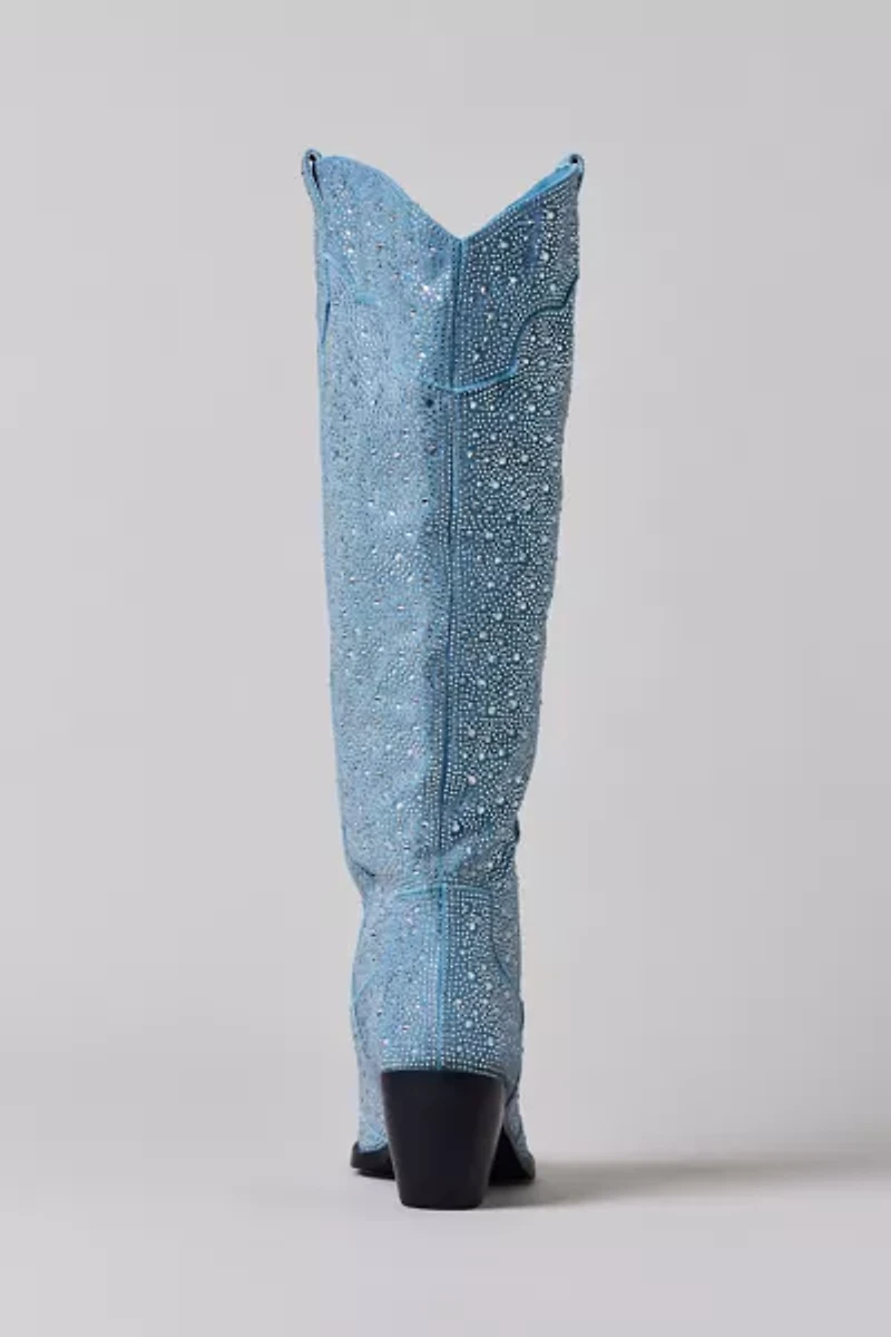 Azalea Wang Louella Embellished Denim Cowboy Boot