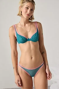 Mucci Francesca Lace Trim Swiss Dot Mesh Thong