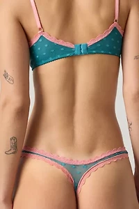 Mucci Francesca Lace Trim Swiss Dot Mesh Thong