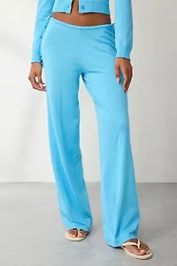 Frankies Bikinis Blue Vanilla Breeze Low-Rise Knit Pant