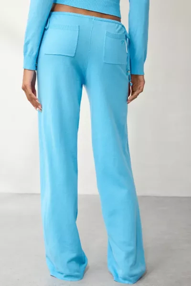 Frankies Bikinis Blue Vanilla Breeze Low-Rise Knit Pant