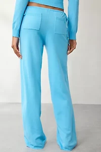 Frankies Bikinis Blue Vanilla Breeze Low-Rise Knit Pant
