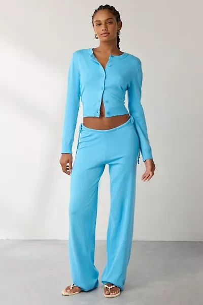 Frankies Bikinis Blue Vanilla Breeze Low-Rise Knit Pant