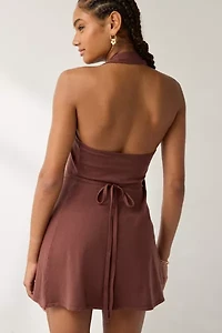 Frankies Bikinis Brown Sugar Evening Cloud Knit Wrap Mini Dress