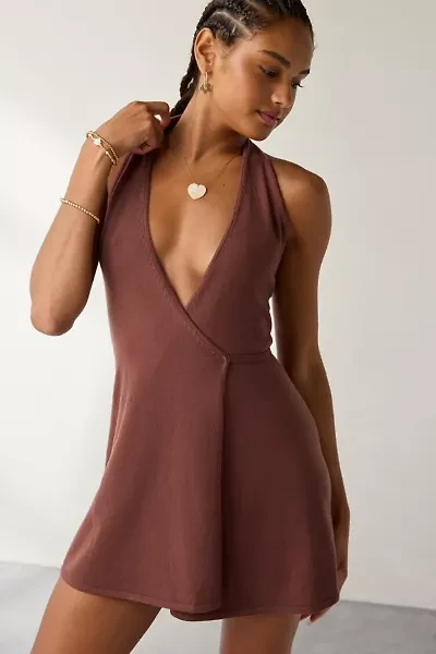 Frankies Bikinis Brown Sugar Evening Cloud Knit Wrap Mini Dress