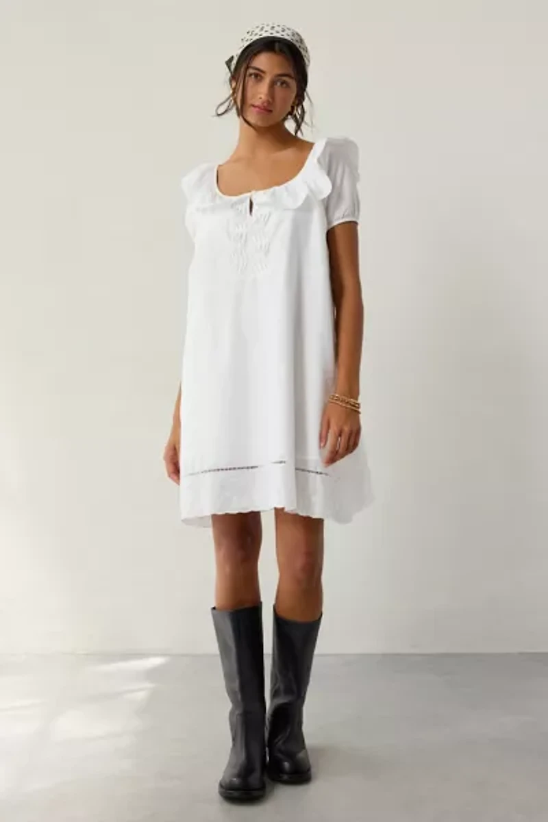 Frankies Bikinis Sunday Morning Cotton Babydoll Mini Dress
