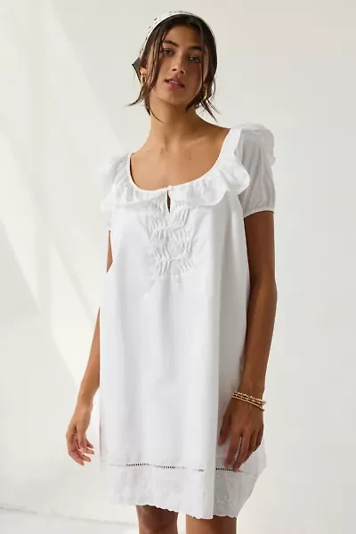 Frankies Bikinis Sunday Morning Cotton Babydoll Mini Dress