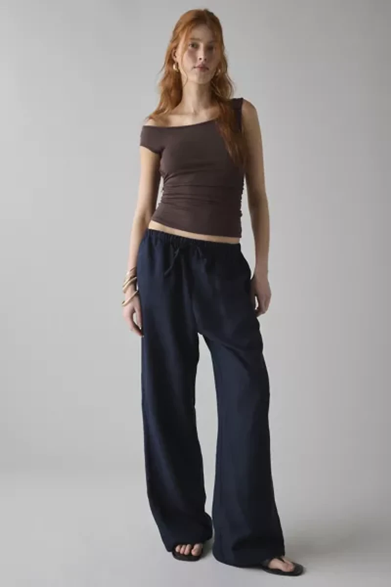Lioness Idyllic Linen-Cotton Blend Low-Rise Straight Leg Pant