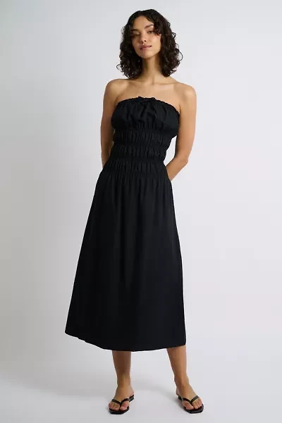 Onia Air Linen Smocked Maxi Dress