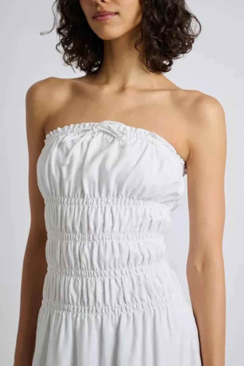 Onia Air Linen Smocked Midi Dress