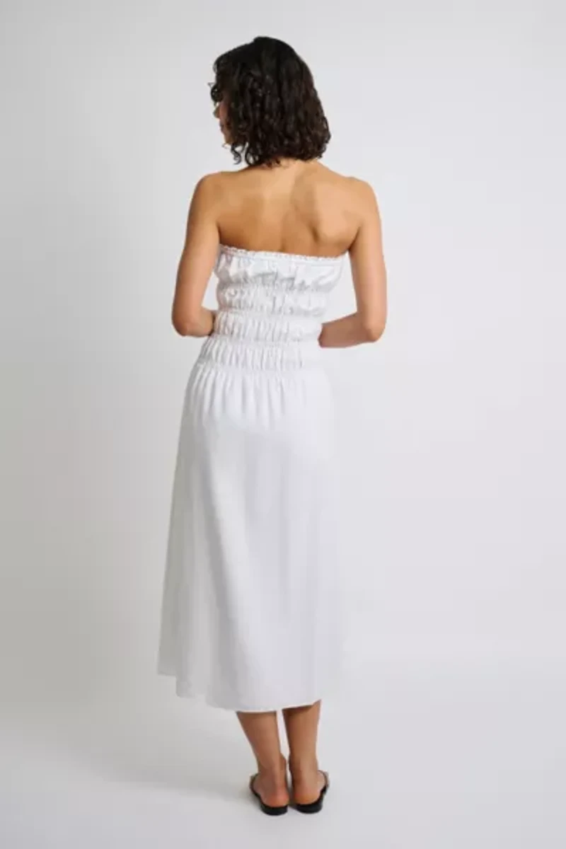 Onia Air Linen Smocked Midi Dress