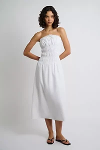 Onia Air Linen Smocked Midi Dress