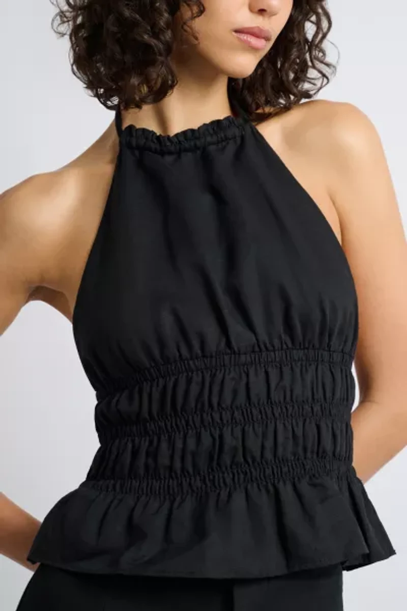 Onia Air Linen Smocked Halter Top