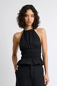 Onia Air Linen Smocked Halter Top