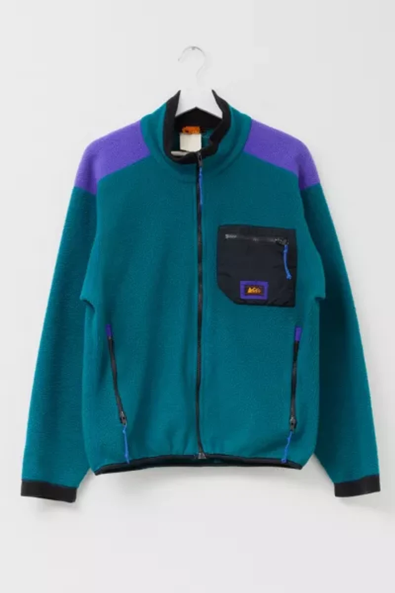 Vintage 1990s REI Distressed Technical Zipper Fleece Jacket