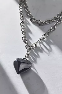Enameled Puffy Heart Wrap Necklace