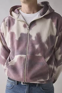 BDG Cow Print Patterned Full Zip Hoodie Sweatshirt