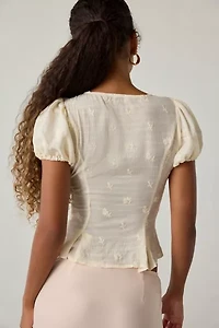 Kimchi Blue Aurelia Lace Trim Puff Sleeve Blouse