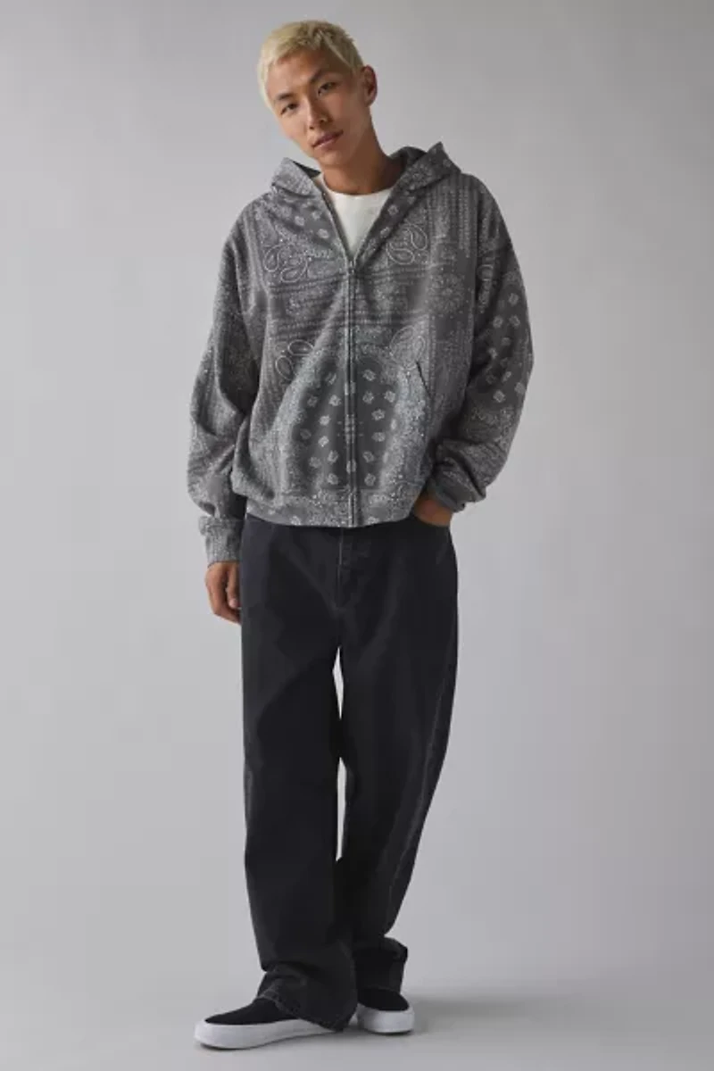 BDG Paisley Pattern Full-Zip Hoodie Sweatshirt